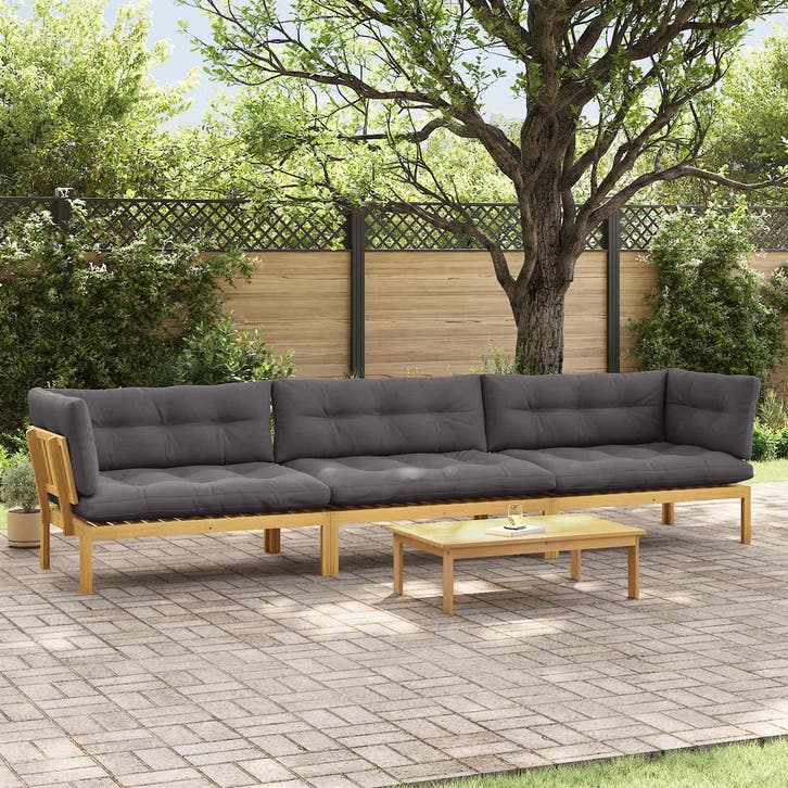 vidaXL 4 Stuk Tuinpallet Sofa Eenheden Massief Acacia Hout, Tuin en Terras, Tuinsets en Loungesets, Nieuw, Verzenden