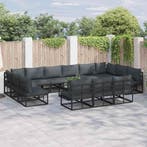 vidaXL Tuinbank Set met kussen 13 pcs Zwart Aluminium, Tuin en Terras, Verzenden, Nieuw