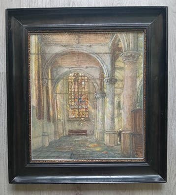 Albert Geudens (1869-1949) - Interieur Sint Janskerk Gouda