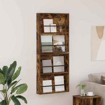 vidaXL Tijdschriftenrek met plank 2 st Gerookt eiken 60 x 12, Verzenden