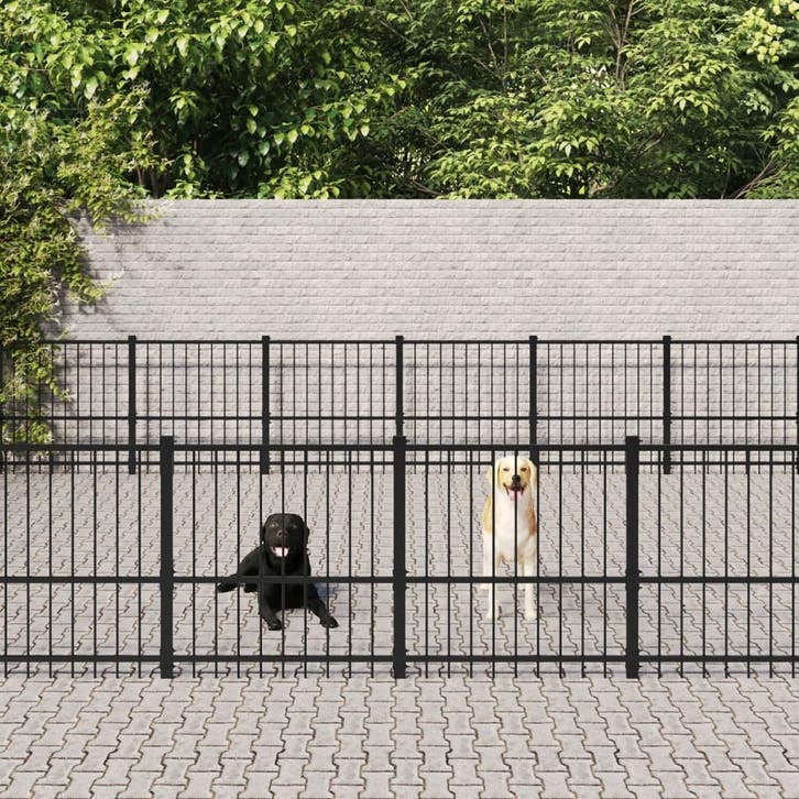 vidaXL Hondenkennel voor buiten 56,45 m² staal, Dieren en Toebehoren, Hondenbenches, Nieuw, Verzenden