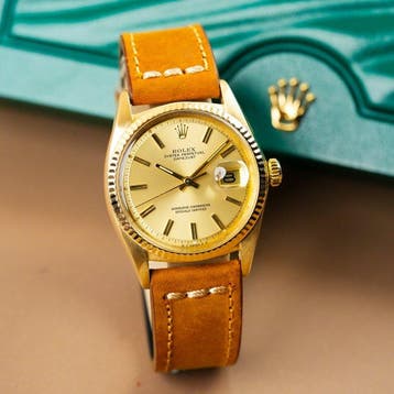 Rolex - Datejust 36 18k Gold Fluted Bezel Stick Dial - 1601, Nieuw