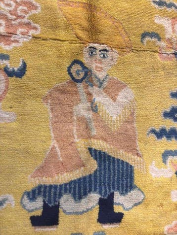 Tapis-pilier tibétain monastique rare du XXe siècle - Lama, Antiquités & Art