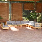 vidaXL 11-delige Loungeset met grijze kussens massief, Verzenden, Nieuw, Loungeset