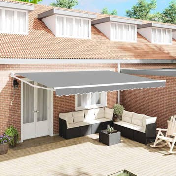 vidaXL Inklapbaar Zonnewering Frame Wit 400 × 300 cm, Tuin en Terras, Zonneschermen, Verzenden, Nieuw