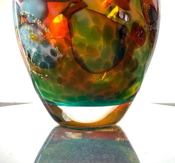 Maxence Parot - Vase - Vase unique couleurs opaline et Or -
