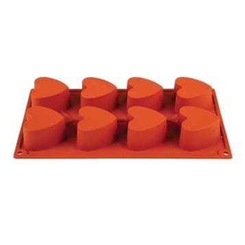 Bakvorm siliconen | Cap. 8 hartjes | 70x60x35(h)mm Pavoni, Verzenden