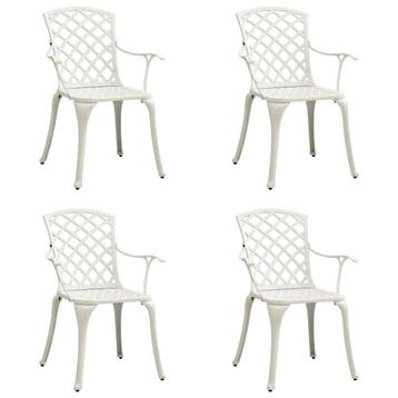 vidaXL Tuinstoelen 4 st gietaluminium wit, Tuin en Terras, Verzenden, Nieuw