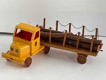 N. Holland - Figure - Vintage Houten Speelgoed vrachtwagen -