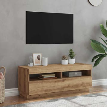 Tv-meubel eiken met LED - 34% korting: Retour deal!, 100 tot 150 cm, Verzenden, Zo goed als nieuw, Minder dan 100 cm