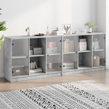 vidaXL Boekenkast met deuren 204x37x75 cm bewerkt hout, Huis en Inrichting, Verzenden, Nieuw