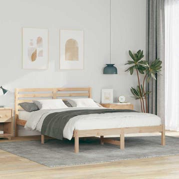 vidaXL Bedframe met hoofdeinde Bruin 140 x 210 cm Massief, Verzenden, Nieuw