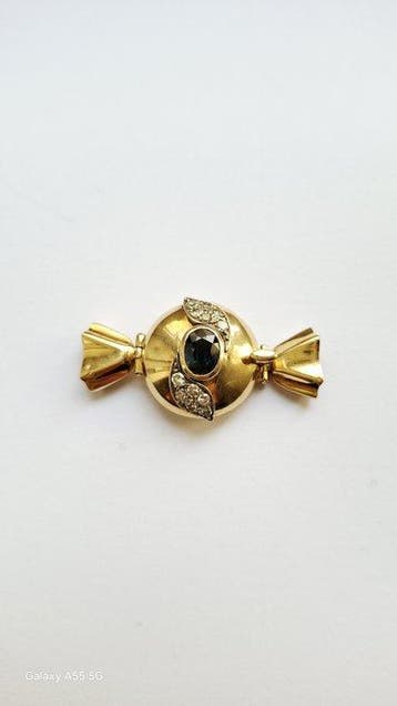 Fermoir de collier - 18 carats Or jaune Saphir - Diamant