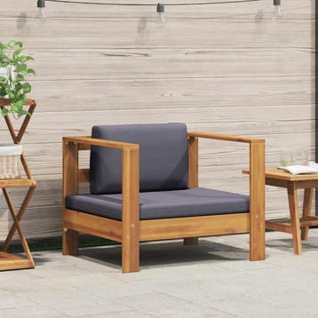 vidaXL Tuinstoel met kussen massief acaciahout donkergrijs, Tuin en Terras, Verzenden, Nieuw