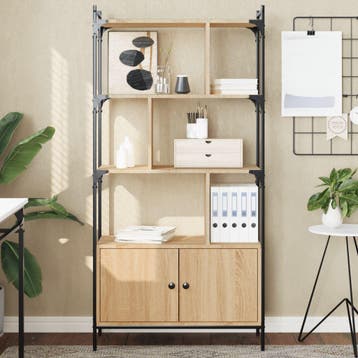 vidaXL Boekenkast met deuren Sonoma eiken 76,5x30x154,5 cm, Verzenden, Nieuw