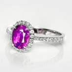 Zonder minimumprijs - Ring - 18 karaat Witgoud, GIA 1,50 ct, Nieuw