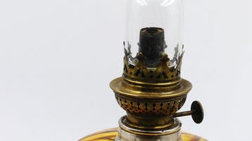 Petroleumlamp - Verzilverd, Glas, Antiek en Kunst
