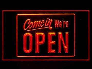 OPEN neon bord lamp LED verlichting reclame lichtbak #27 COM, Verzenden, Nieuw