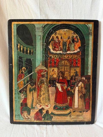 Icoon - Pokrov van de Moeder Gods - Hout - XL - met de hand