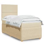 vidaXL Boxspring met matras stof crèmekleurig 80x200 cm, Verzenden, Nieuw