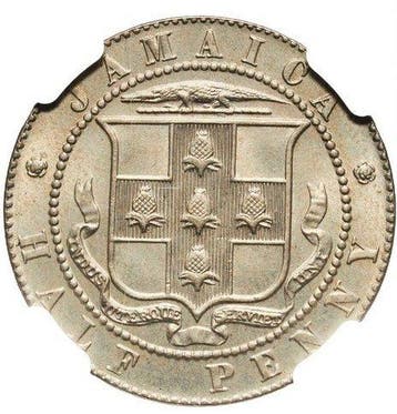 Jamaica. George V. 1/2 Penny 1928 - NGC MS64