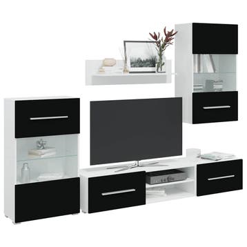 vidaXL Muurvitrine tv-meubel met LED-verlichting zwart, Verzenden