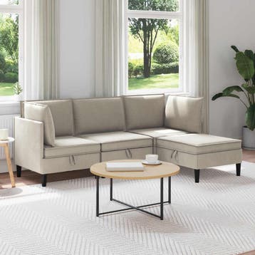 vidaXL Woonkamer Meubelset 4 st Havermout Stof, Huis en Inrichting, Verzenden, Nieuw