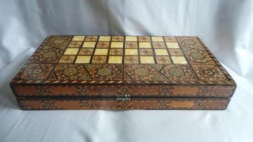 Jeu déchecs - Backgammon - Grande Taille - Marqueté -