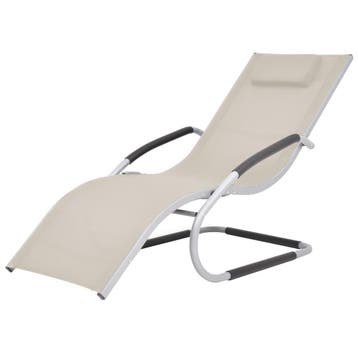 vidaXL Ligbed met kussen aluminium en textileen crème, Verzenden, Nieuw