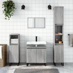vidaXL 3-delige Badkamermeubelset bewerkt hout grijs sonoma, Verzenden, Nieuw