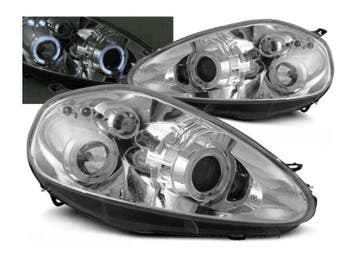 Angel Eyes koplampen Chrome geschikt voor Fiat Grande Punto, Verzenden