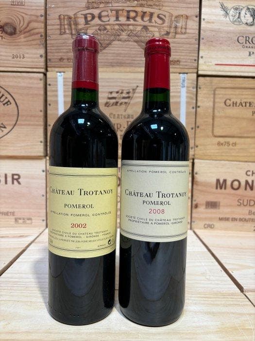 2008 & 2002 Château Trotanoy - Pomerol - 2 Flessen (0.75, Verzamelen, Wijnen