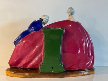 Limoges - Beeld, Galant koppel art deco - 22 cm - Porselein, Antiek en Kunst