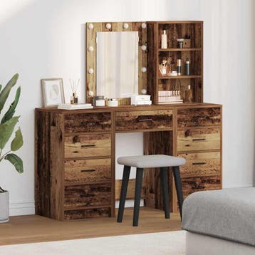 vidaXL Kaptafel 3 st Bruin 40 x 41 x 135 cm Bewerkt hout, Huis en Inrichting, Verzenden, Nieuw
