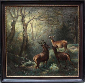 Franz Xaver von Pausinger (1839-1915) - Deer family in the