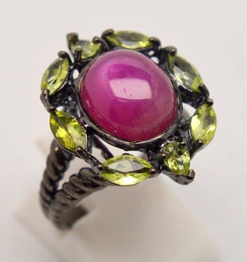 Zonder minimumprijs - Ring 925 zilver - Ster-rubijn 8,00 ct, Nieuw