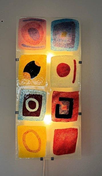 IKEA - Wandlamp - Gyllen - Glas, Metaal - Kleurrijk glas -