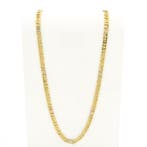 Bicolor gouden marineschakel ketting, Handtassen en Accessoires, Kettingen, Ophalen of Verzenden, Gebruikt, Overige kleuren, Goud