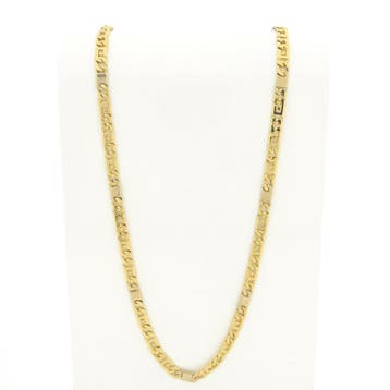 Bicolor gouden marineschakel ketting, Ophalen of Verzenden