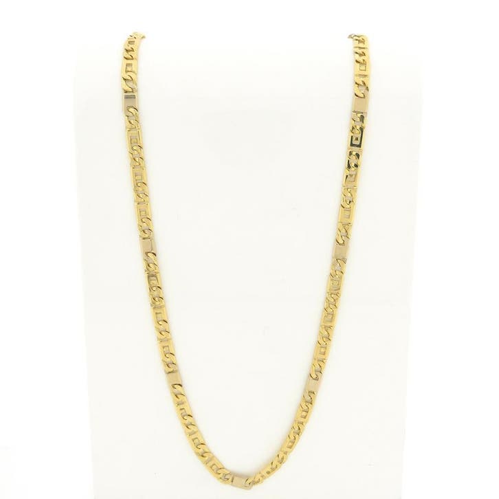 Bicolor gouden marineschakel ketting, Bijoux, Sacs & Beauté, Colliers, Enlèvement ou Envoi
