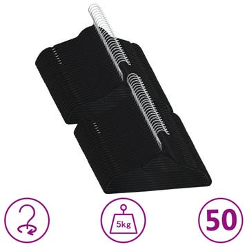 vidaXL 50-delige Kledinghangerset anti-slip fluweel zwart, Verzenden, Nieuw