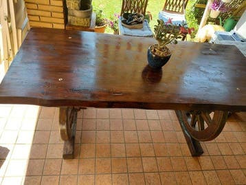 Eettafel - Vurenhout - Antieke wagenradtafel