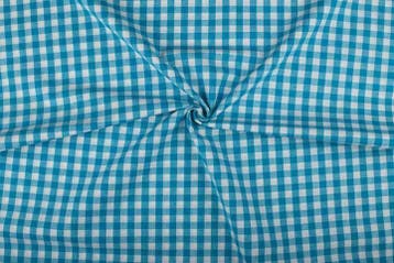Geblokte stof waterblauw wit geruit - 10mm geruit, Ophalen of Verzenden