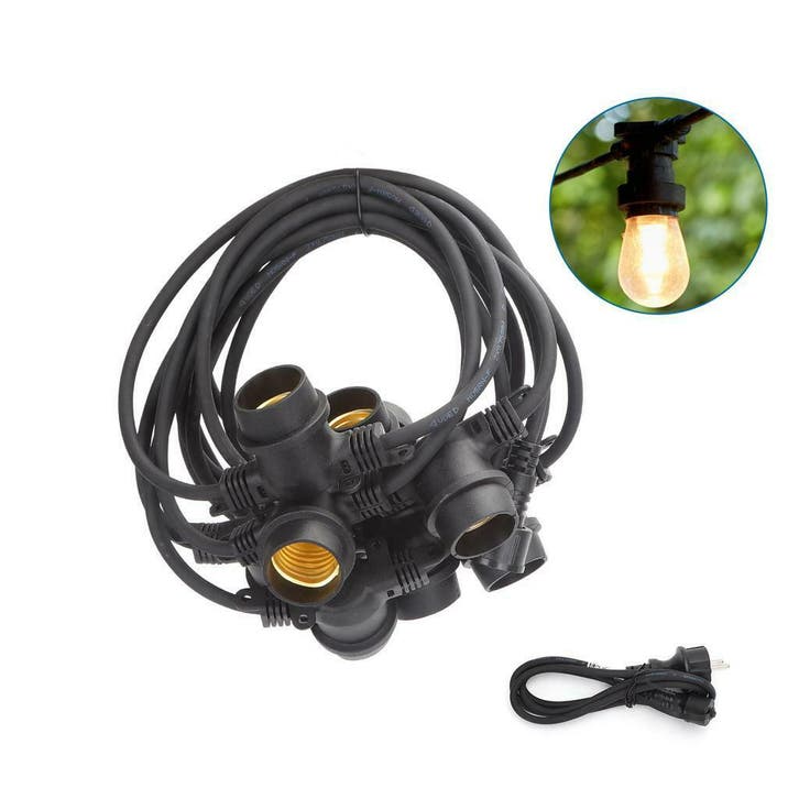 Feestverlichting prikkabel 10x E27 Fitting 6,5M Vaste, Tuin en Terras, Buitenverlichting, Nieuw, Overige materialen, Verzenden