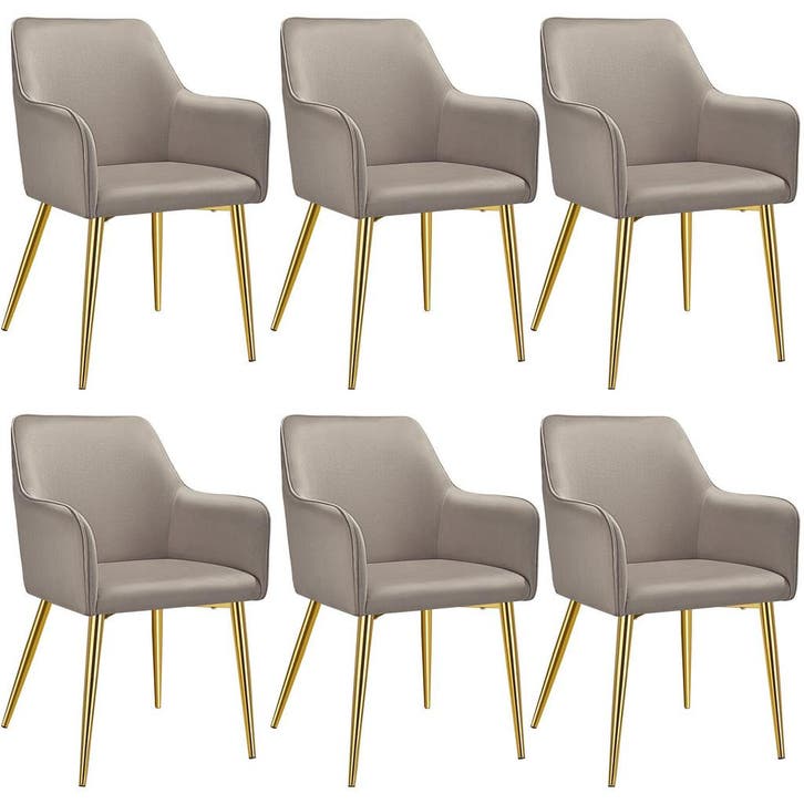 tectake Eetkamerstoel Avane, fluweellook, gestoffeerd - taup, Maison & Meubles, Chaises, Envoi