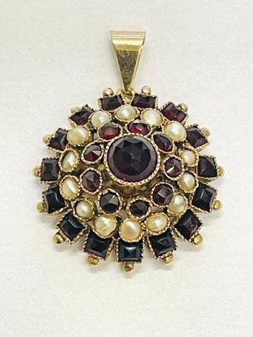Pendentif - 14 carats Or rose Grenat - Perle