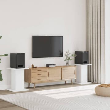 vidaXL Speakerstandaards 2 st 30x30x60 cm bewerkt hout wit, Verzenden