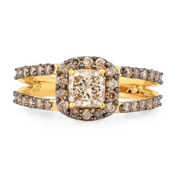 Ring 14k geel goud - 1.80ct. tw. Bruin Diamant (Natuurlijk