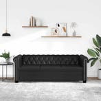 vidaXL Driezitsbank Chesterfield-stijl kunstleer zwart, Verzenden