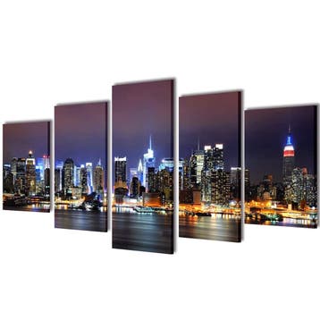 vidaXL Canvas muurdruk set Kleurrijke New York skyline 100 x, Verzenden, Nieuw